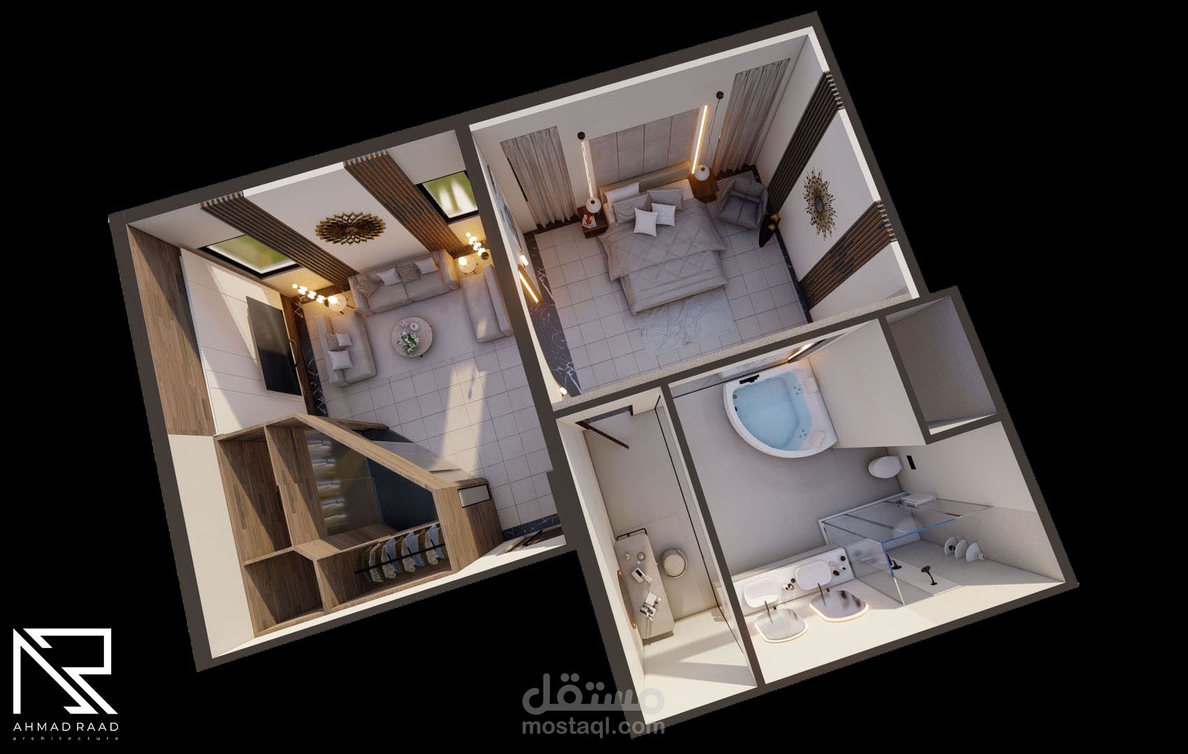 مساقط 3D ثلاثية الأبعاد لشقق سكنية