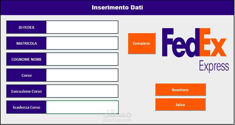 ملف أكسيل لتنظيم عملية تدريب الموظفين