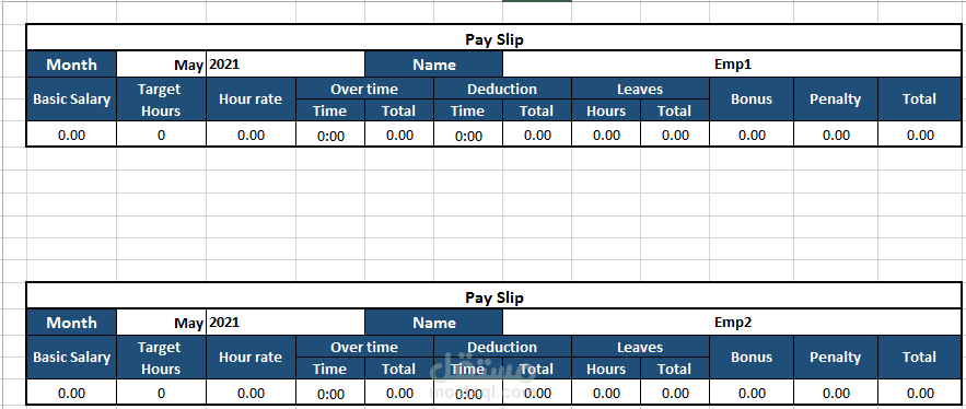 ملف اكسل لحساب رواتب الموظفين