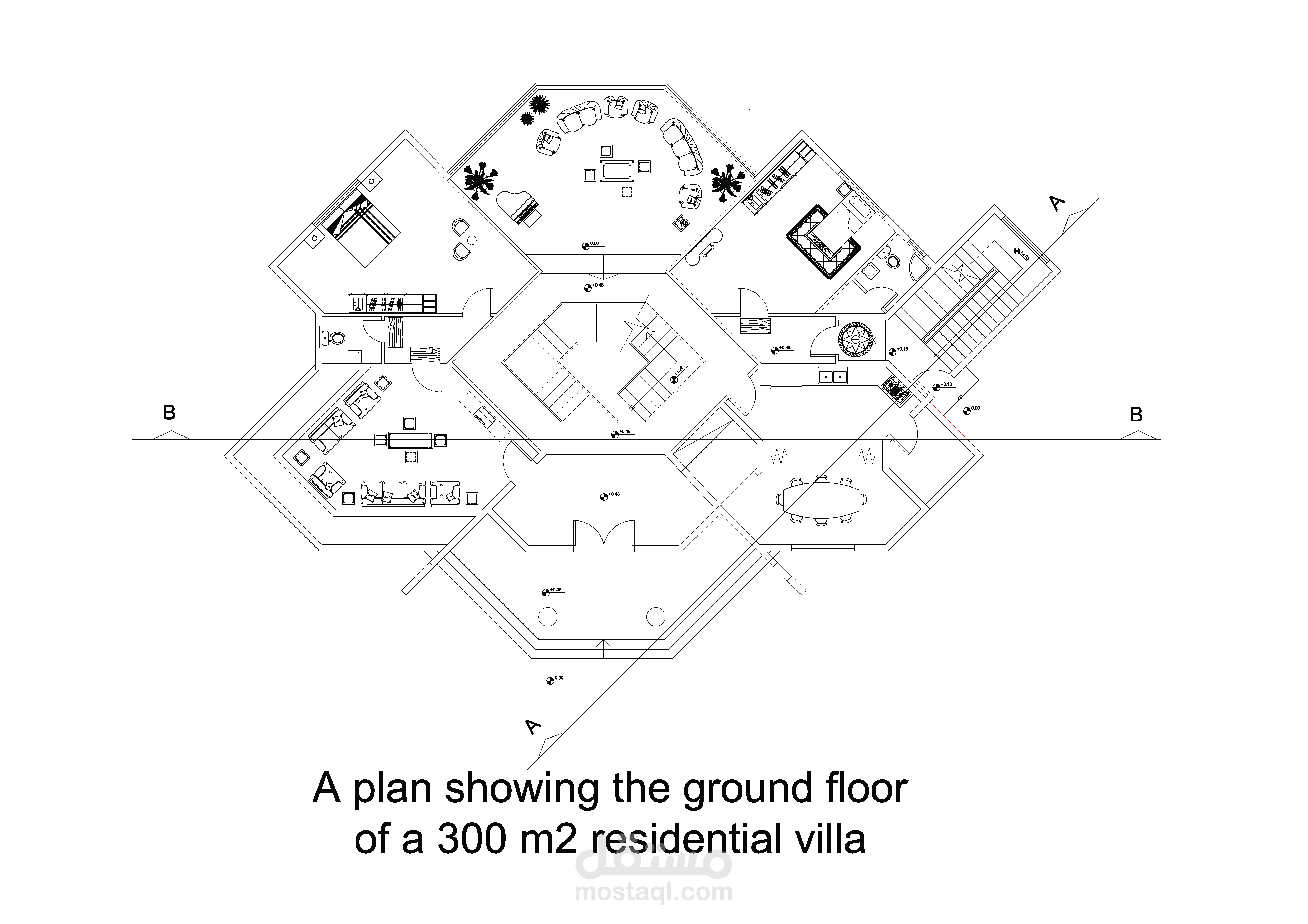 تصميم فيلا مكونة من طابقين وروف بطراز حديث