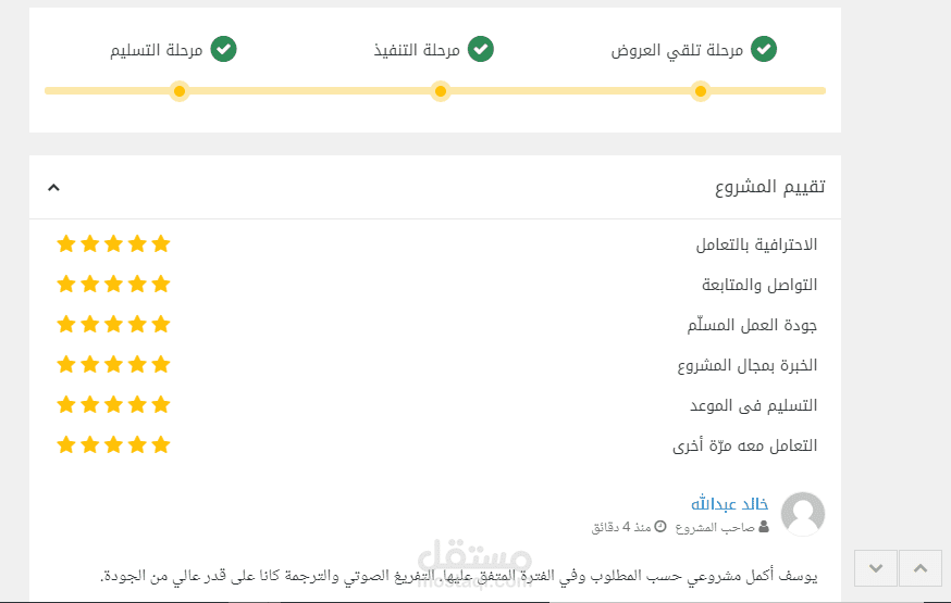 تقييم على مشروع تفريغ صوتي وترجمة لمستند ومن ثم تنسيقه بطريقة ممتازة