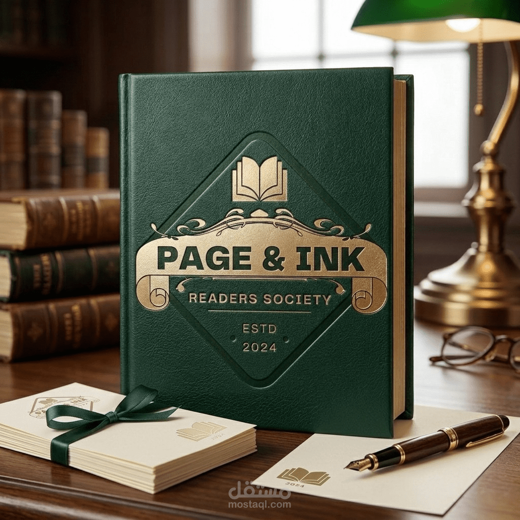 تصميم هوية بصرية لجمعية "Page & Ink" للقراء.