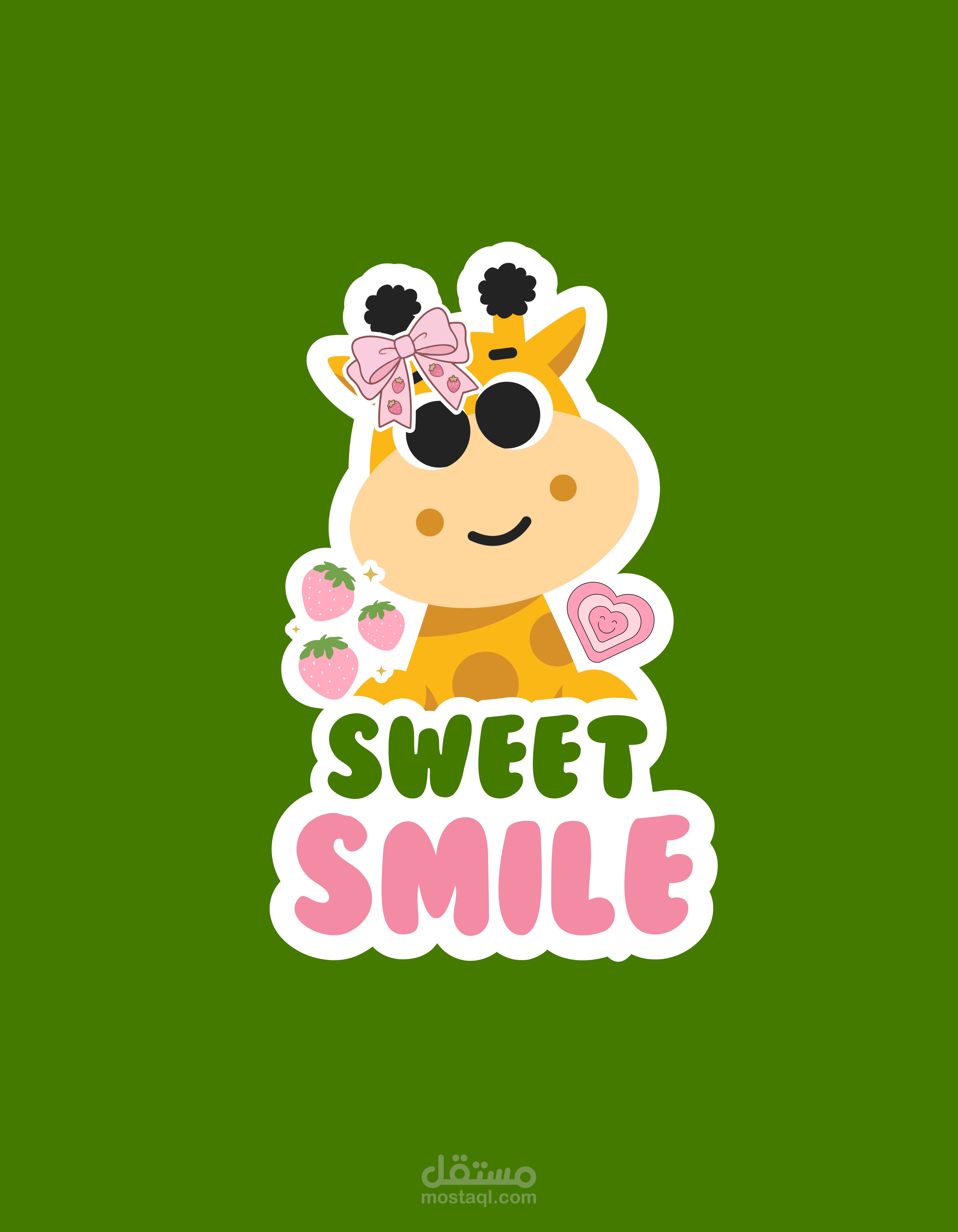 تصميم تيشيرت بأسلوب ستيكر كيوت (Sticker Style T-Shirt Design)