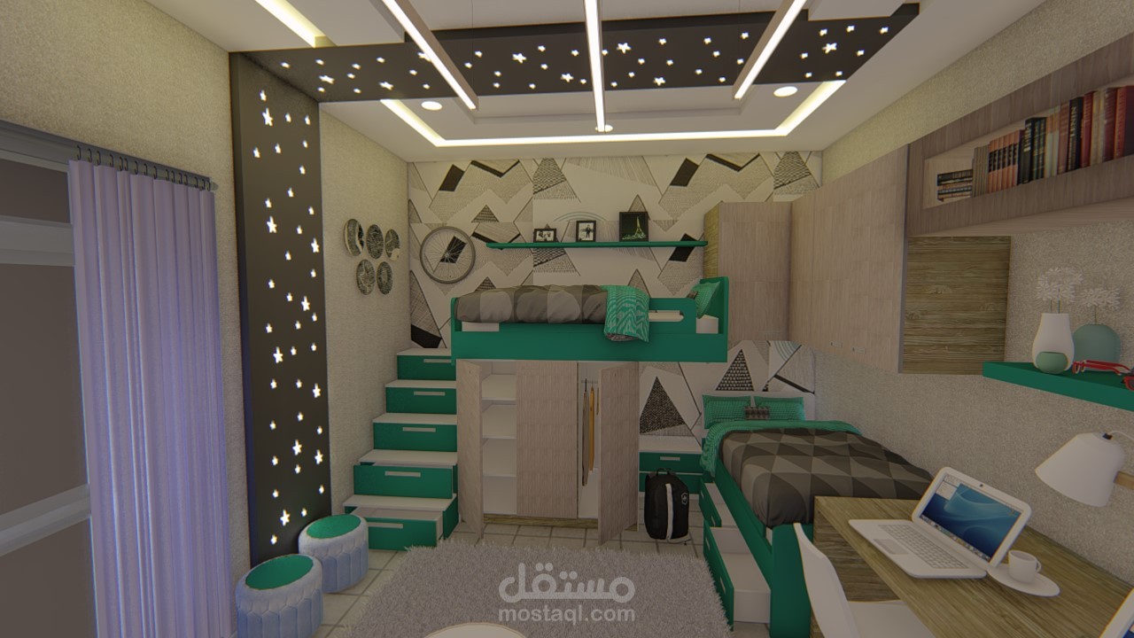 تصميم غرفة اطفال ولادي