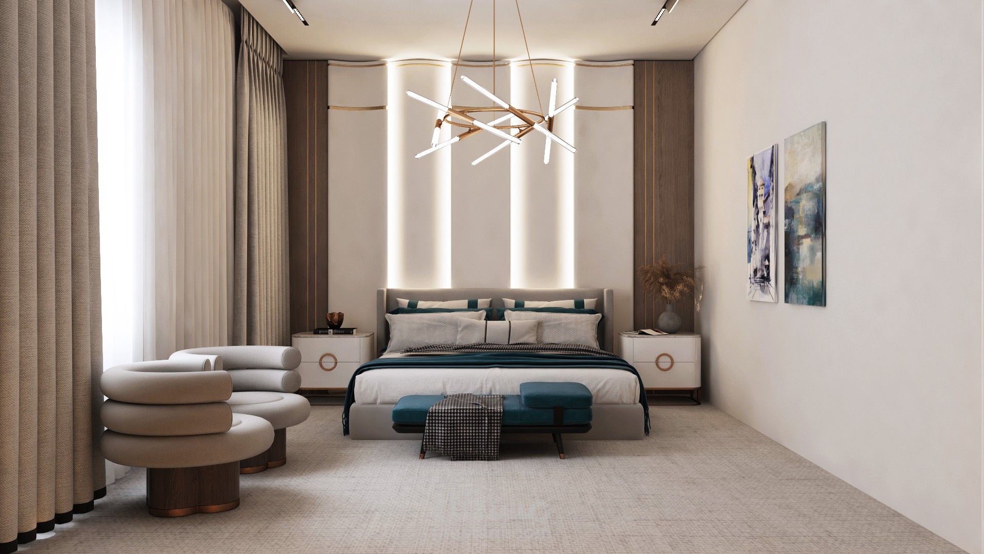 تصميم غرفة نوم هادئة