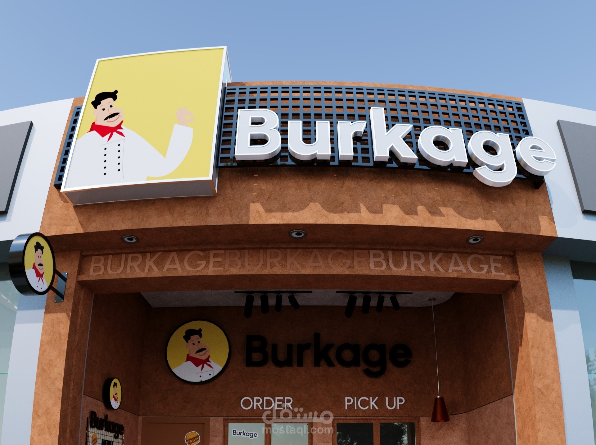 تصميم 3D  لمطعم وجبات سريعة