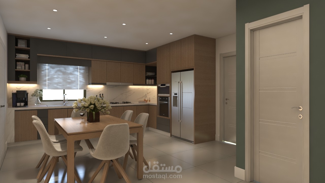 تصميم مطبخ حديث وغرفة طعام (تصميم معماري)