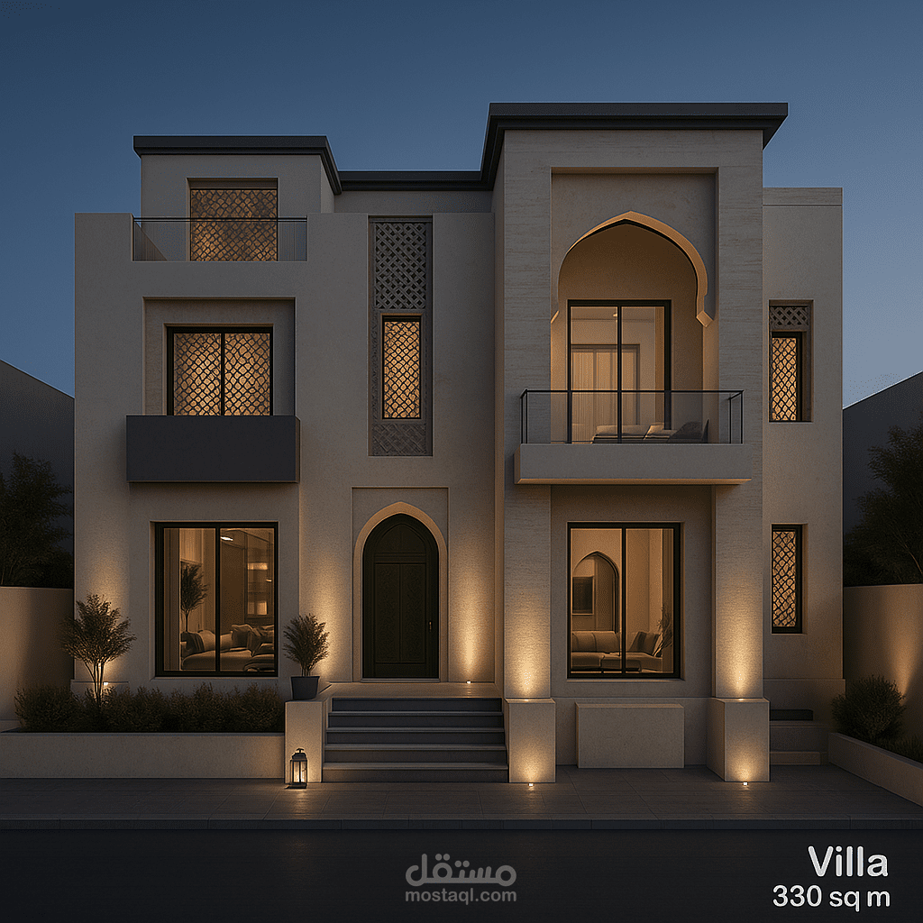 تصميم داخلي فيلا مساحتها 330 متر دورين وملحق