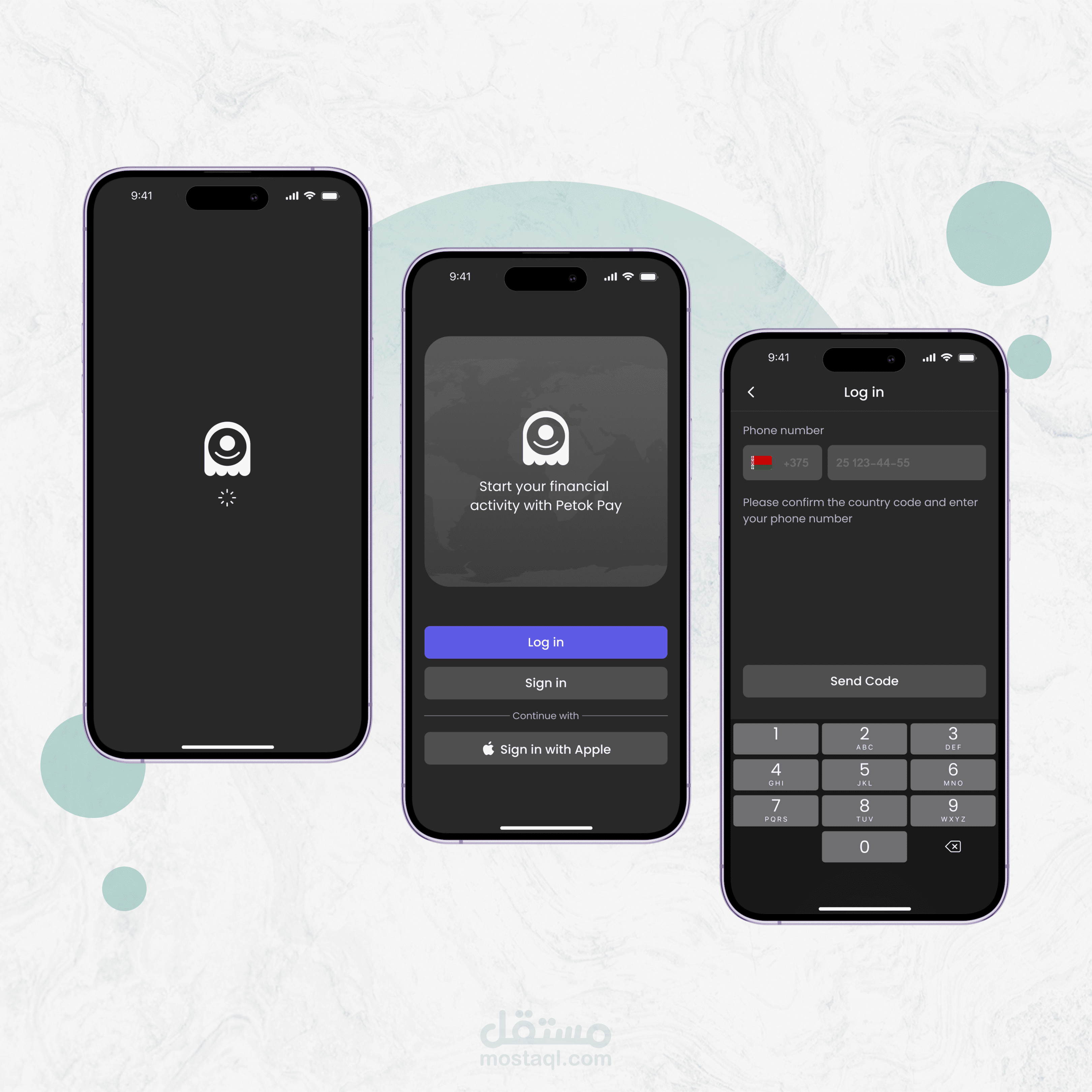 UI تطبيق المحفظة المالية "Petok Pay"