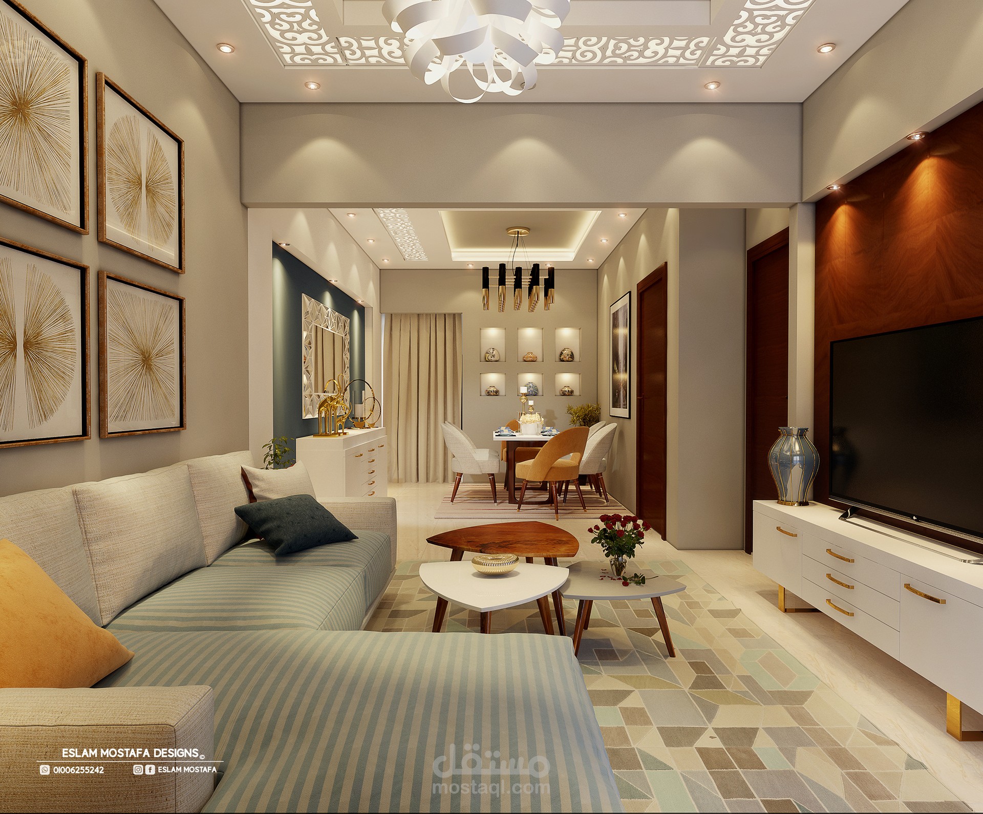 تصميم مودرن لصالة قطعتين
