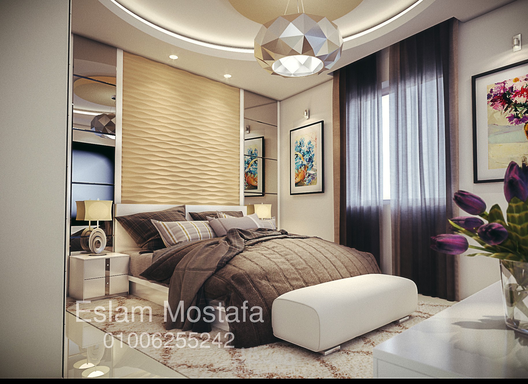 تصميم داخلي لشقة بمساحة 90م2 بمصر