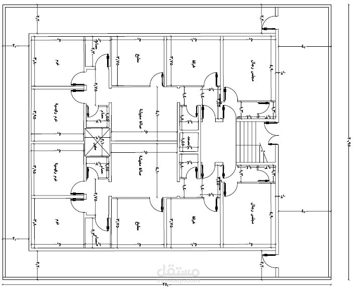 مخطط معماري لعمارة سكنية بالسعودية شقق