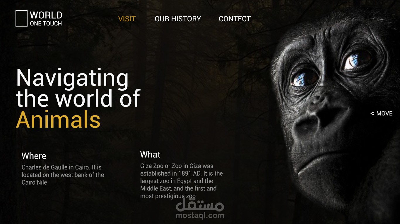 UI/UX – WORLD ONE TOUCH (Zoo Exploration Website)