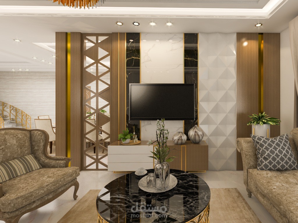 تصميم قاطع خشبي في مدخل البيت.