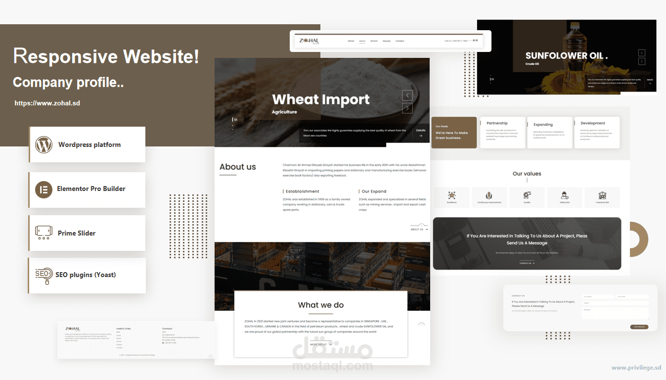 تصميم موقع تعريفي لشركة استيراد و تصدير - Website design for Import & Export company