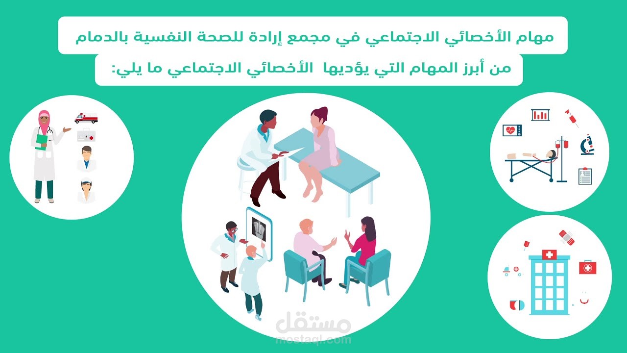 الخدمة الاجتماعية في مجمع ارادة التابع لوزارة الصحة