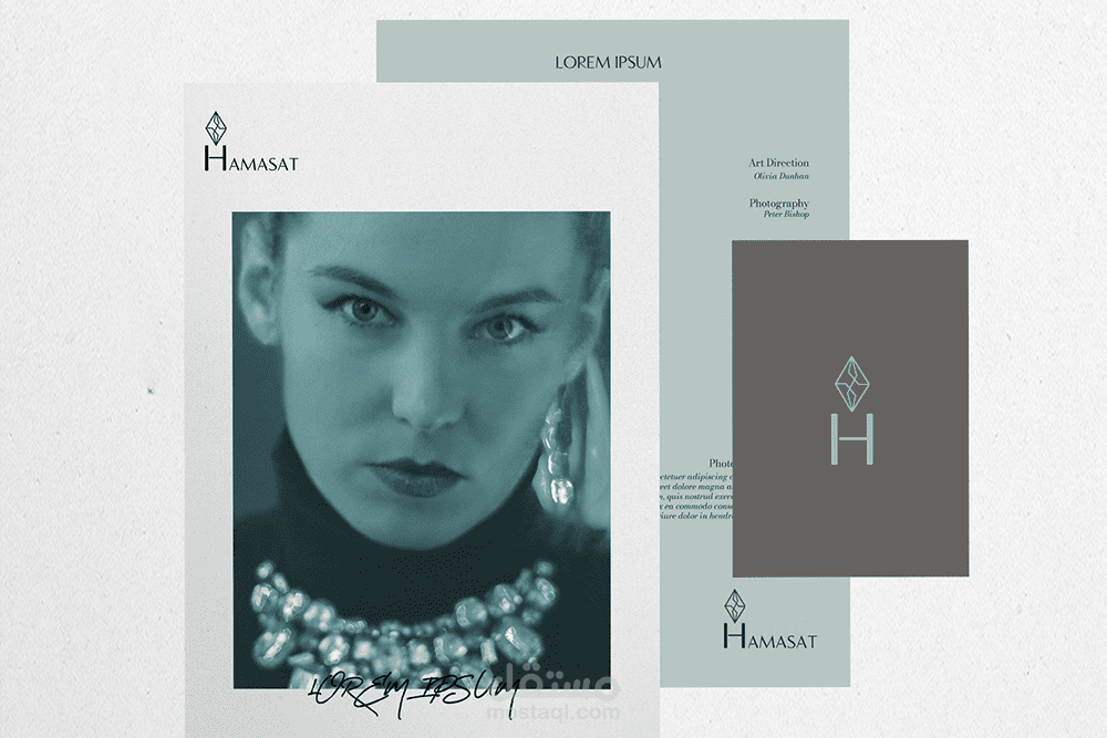 لوجو مجوهرات والهوية البصرية الكاملة  Hamasat jewelry