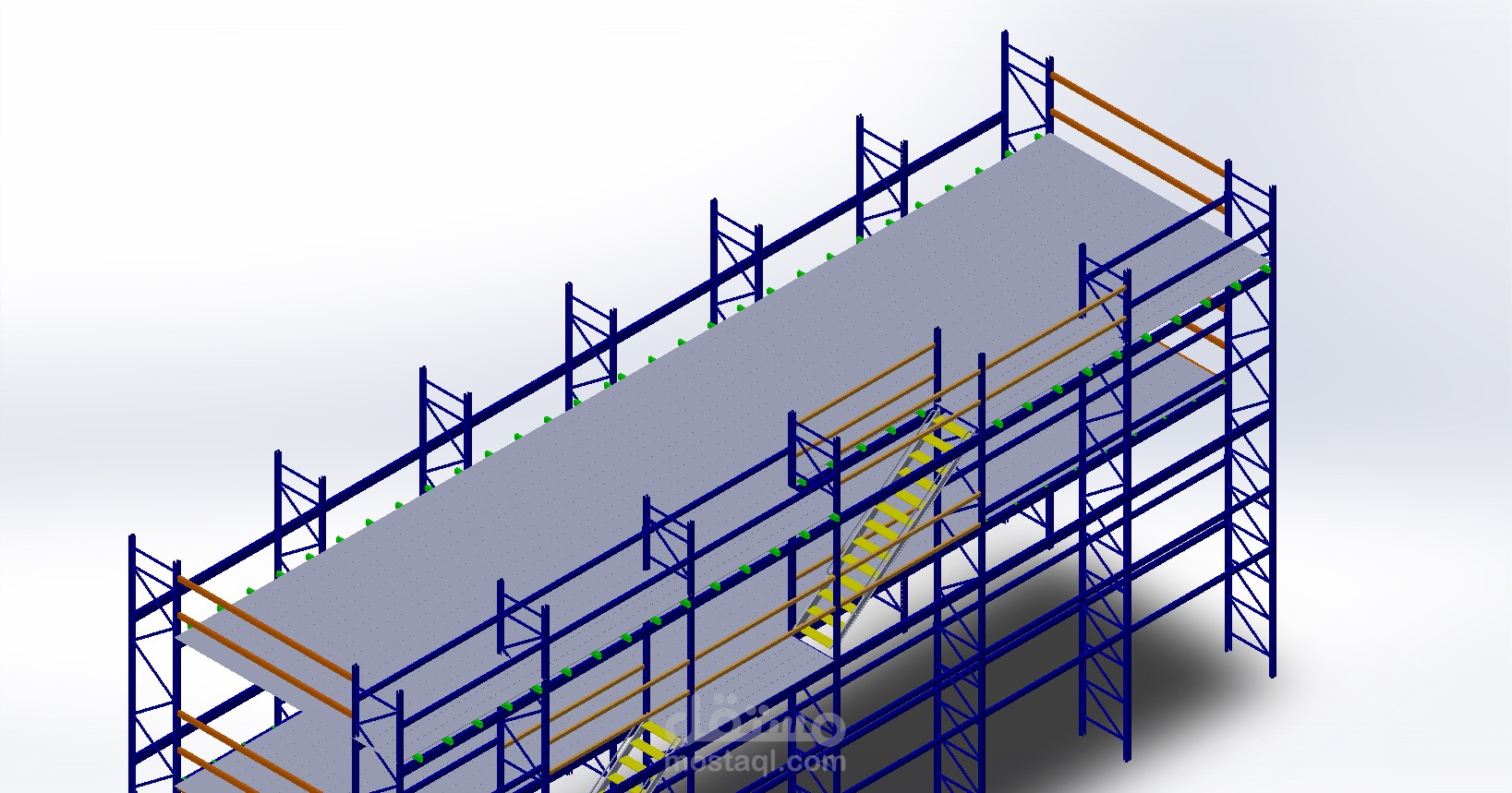 تصميم راكات لمخزن مساحة 850 م2 بنظام ميزانين