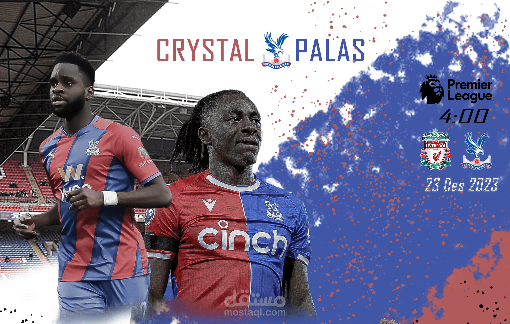 بوستر لمباراة فرق كريستال بالاس وليفربول في الدوري الانجليزي.