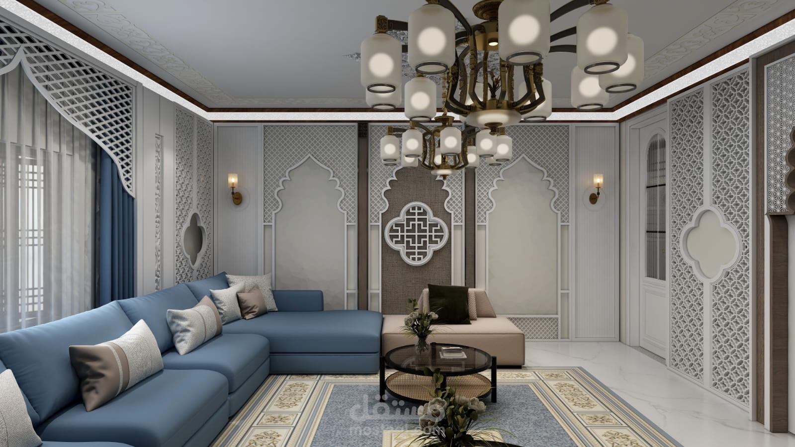 تصميم شقة علي الطراز الاندلسي الحديث