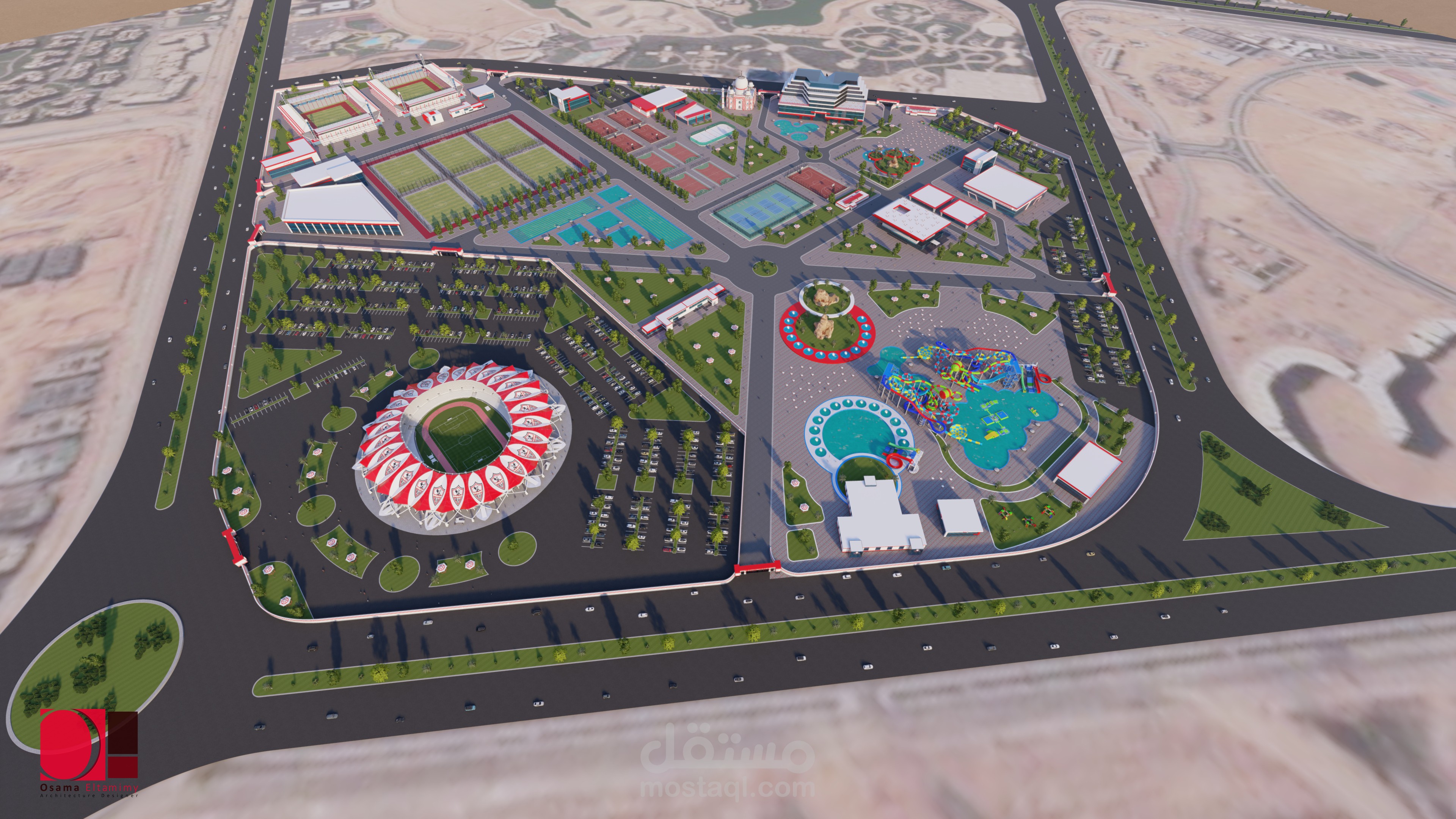 تصميم نادى الزمالك للألعاب الرياضية فرع 6 اكتوبر