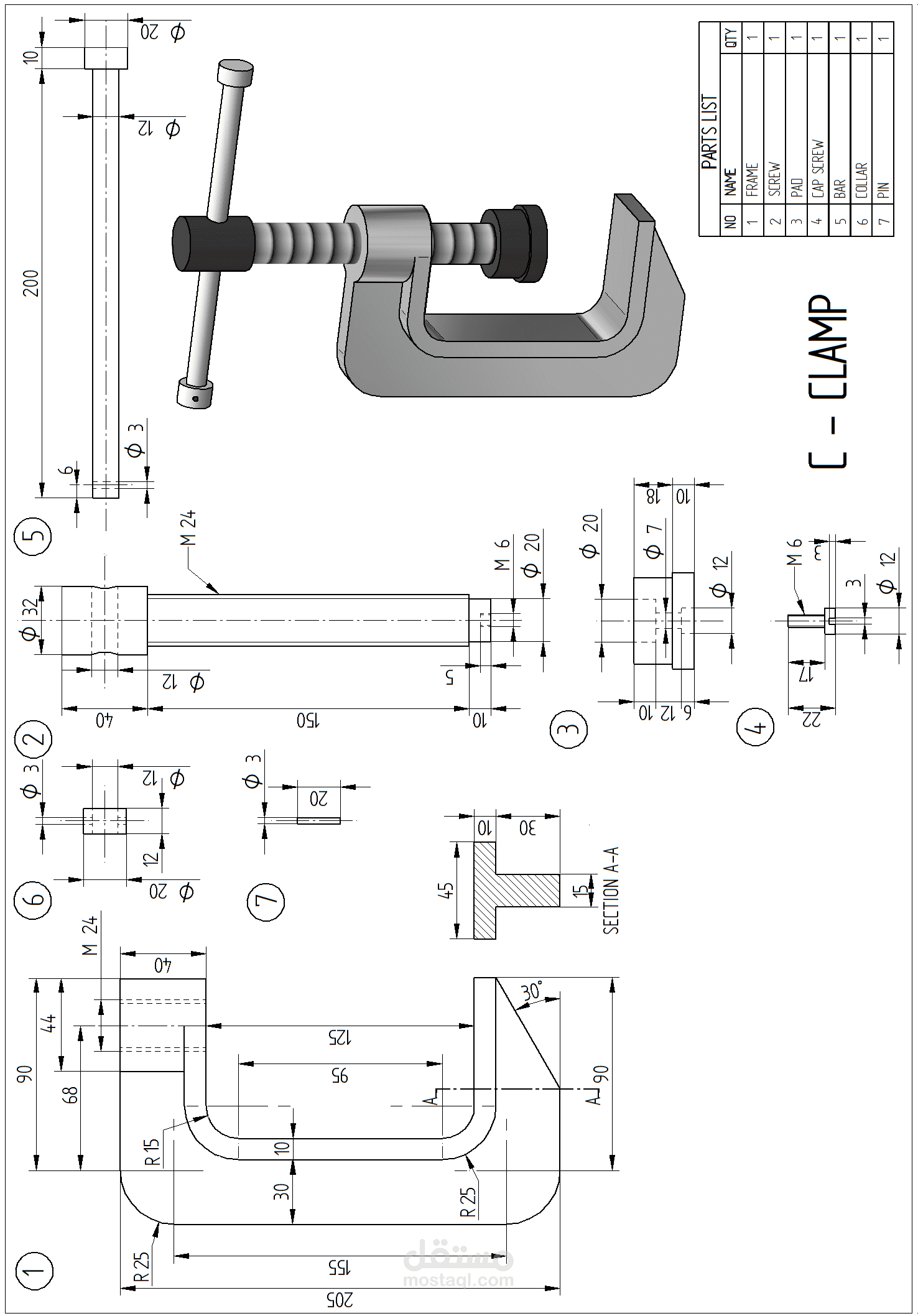 (SolidWorks Assignment 12 (C - CLAMP