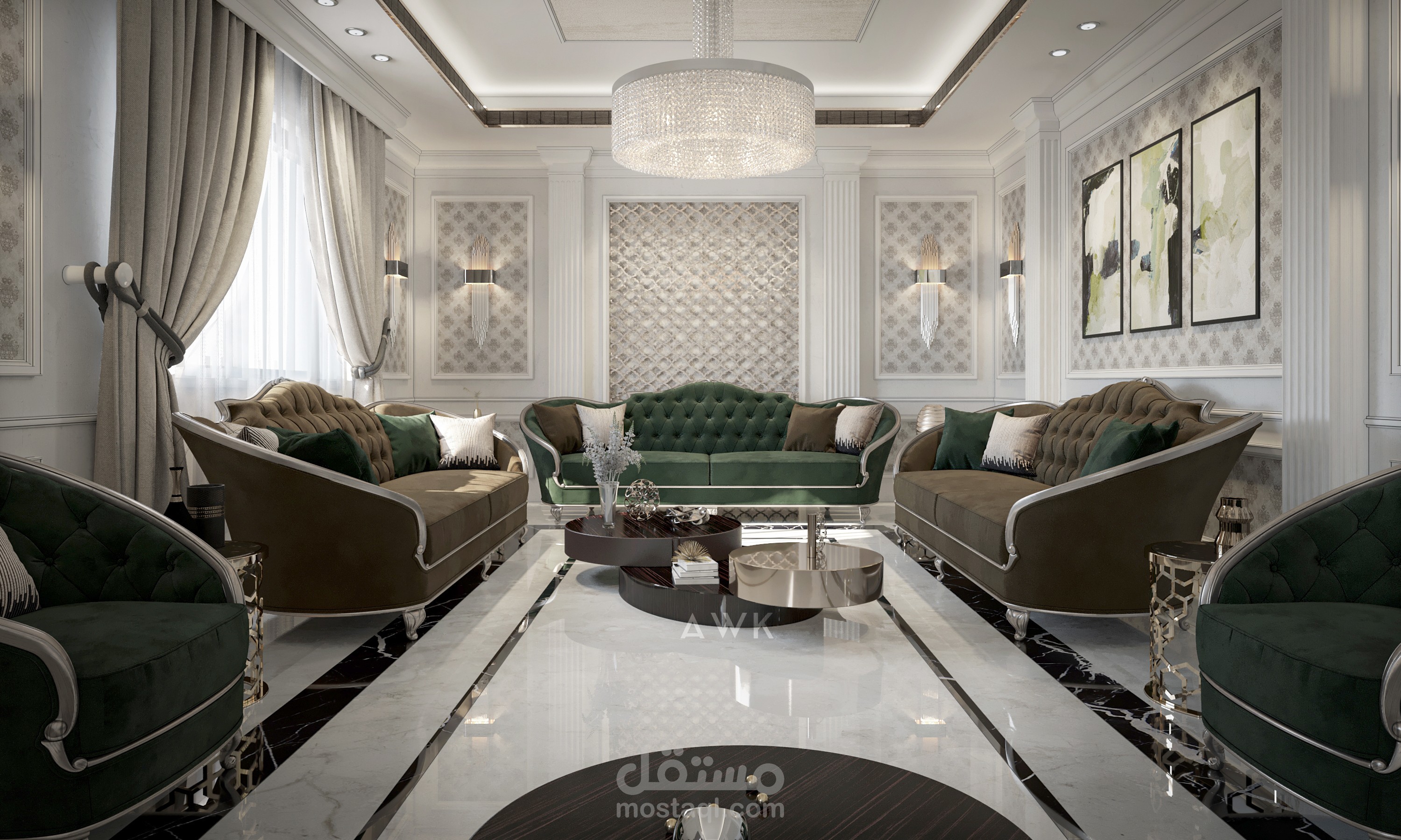 تصميم نيو كلاسيك لصالة