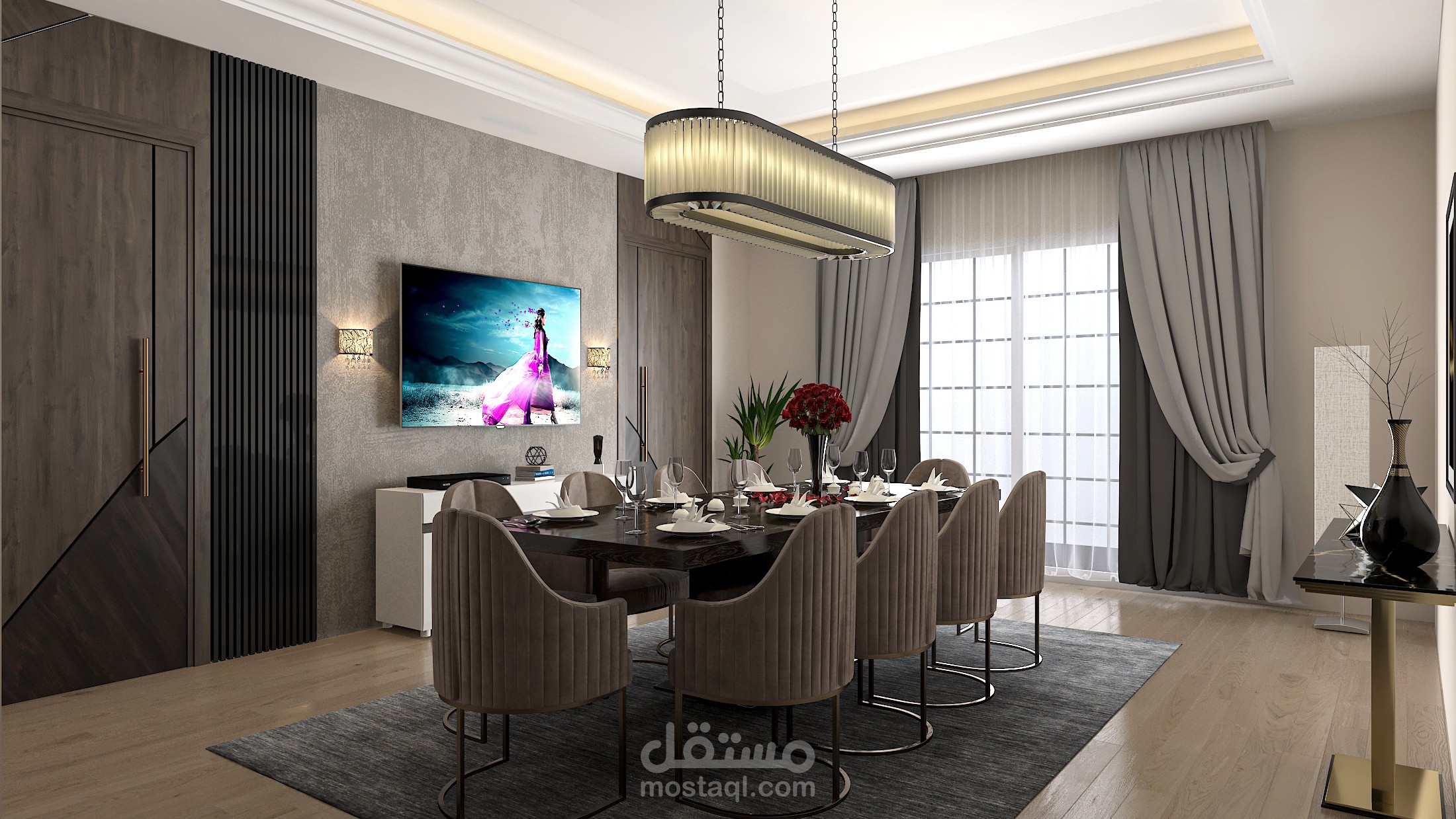 تصميم بسيط وانيق لصالة طعام