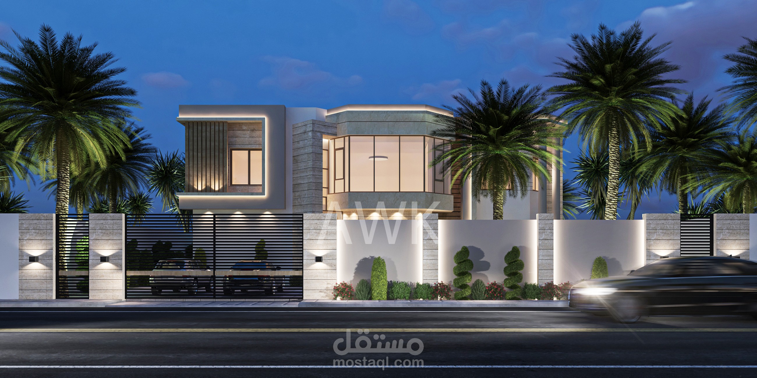 تصميم لفيلا مع السور