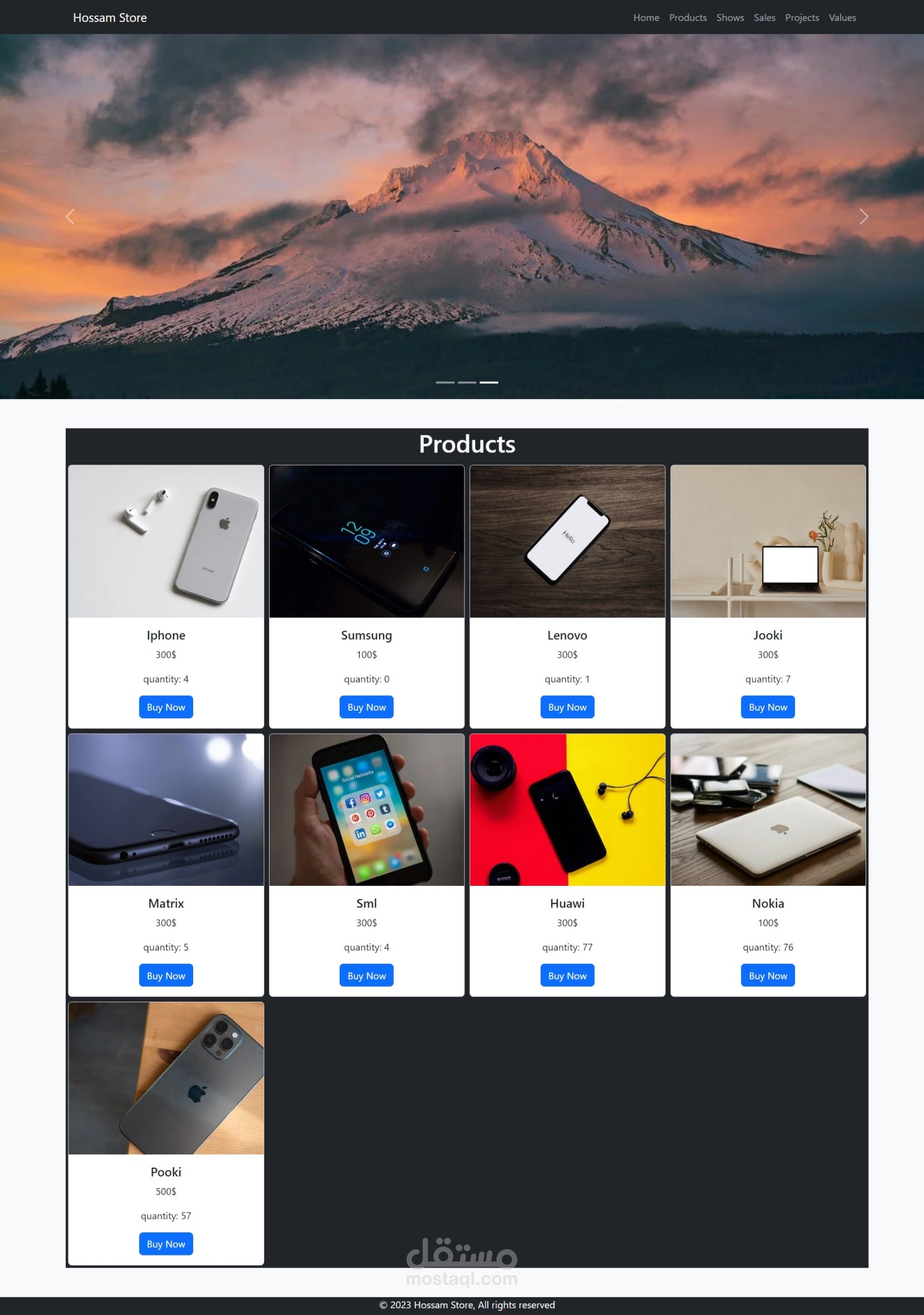 انجاز Home Page لموقع تجارة إلكترونية كتطبيق على فهم React
