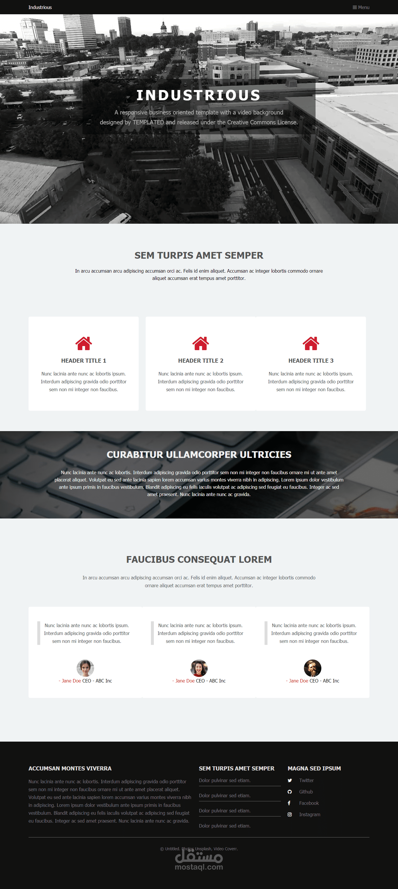 تصميم موقع ب Html and Css ذو صفحة واحدة