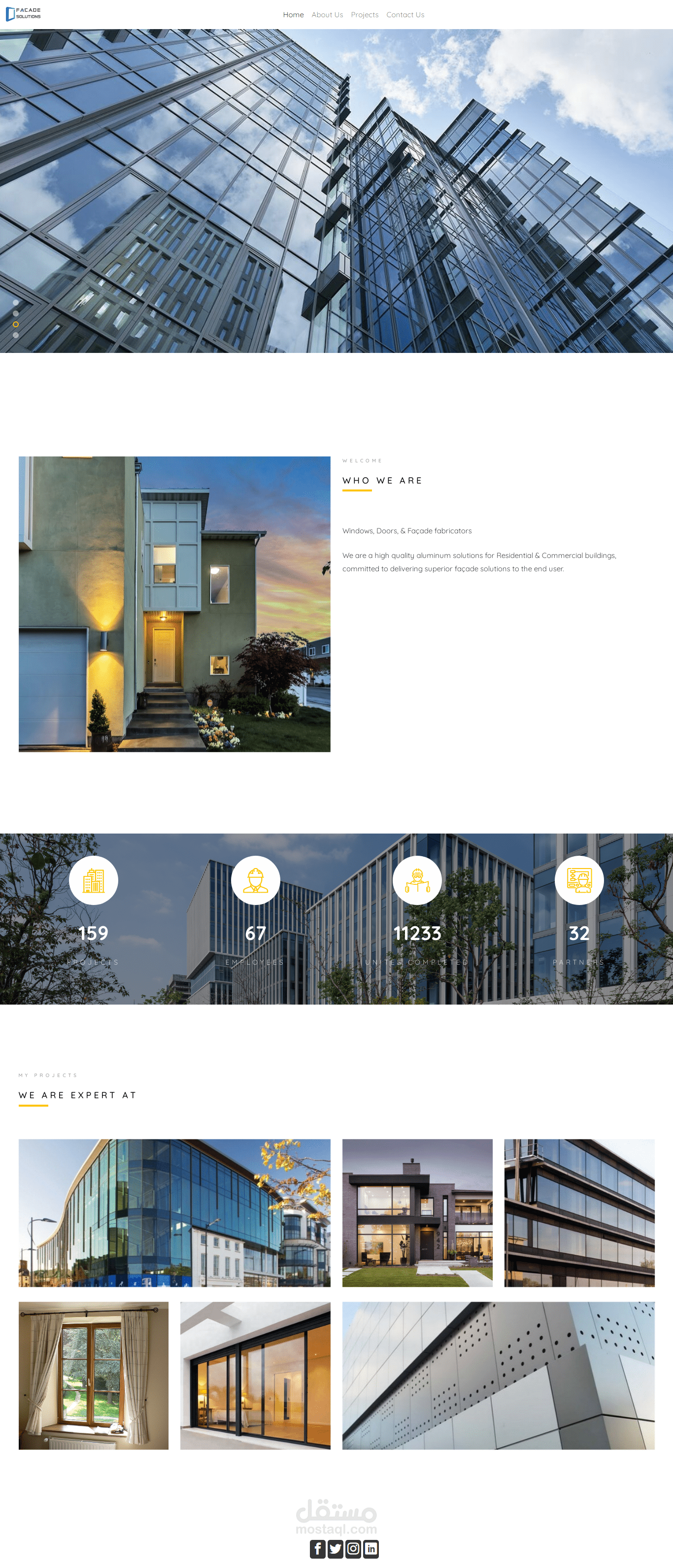 تصميم وتطوير الموقع لشركة المنيوم نوافذ وابواب وواجهات