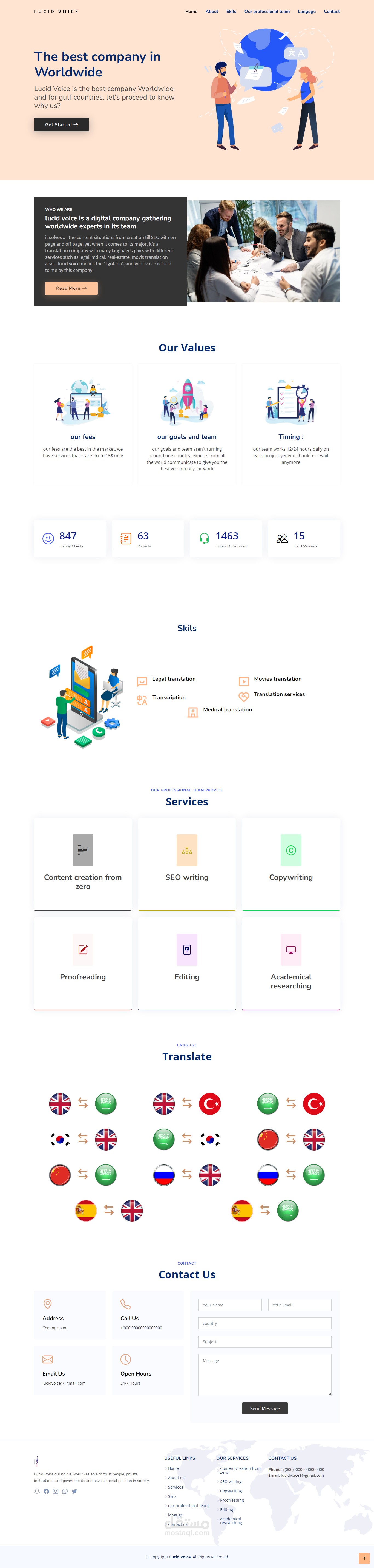 تصميم وتطوير موقع لشركة الترجمة