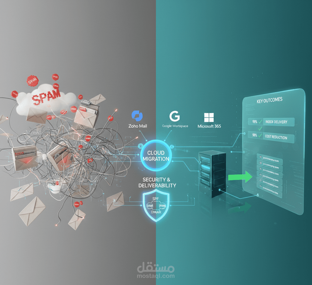 مشروع إعادة هيكلة وتأمين منظومة البريد الإلكتروني والنطاقات لIT Solutions