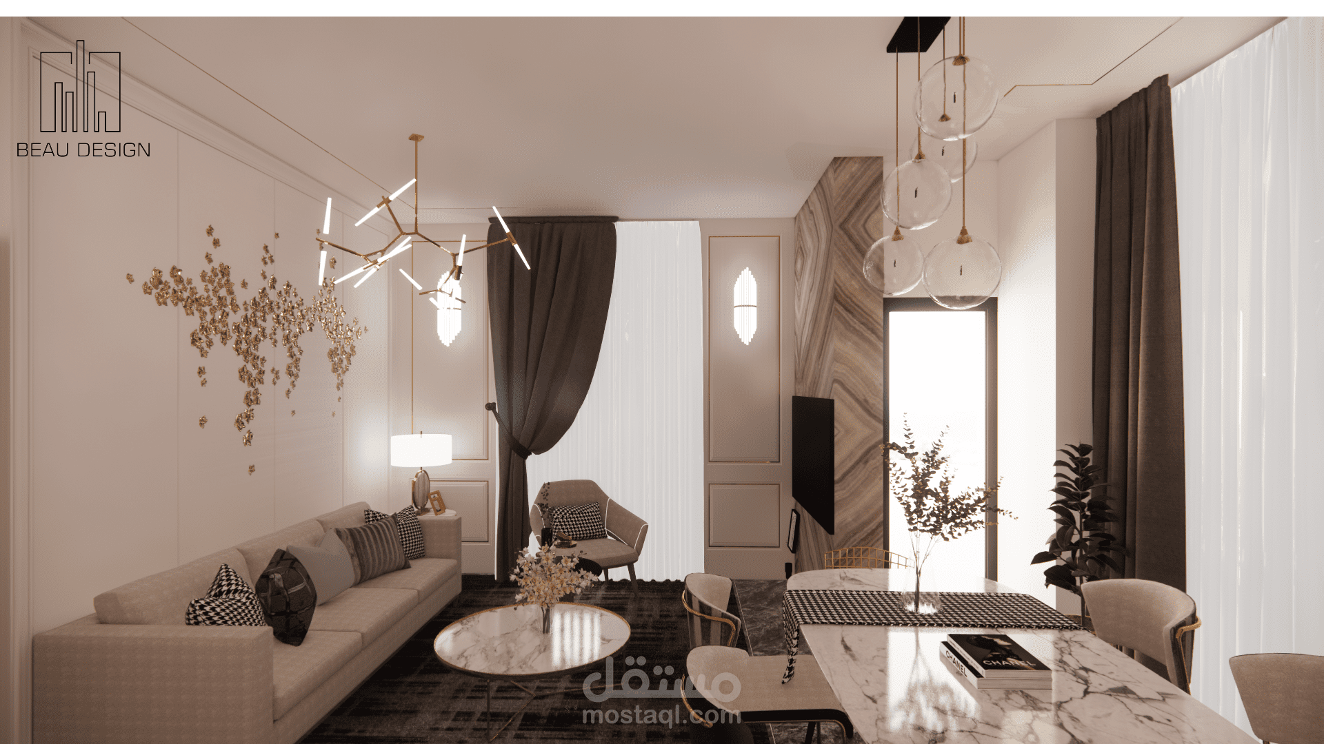 تصميم داخلي لغرفة استقبال