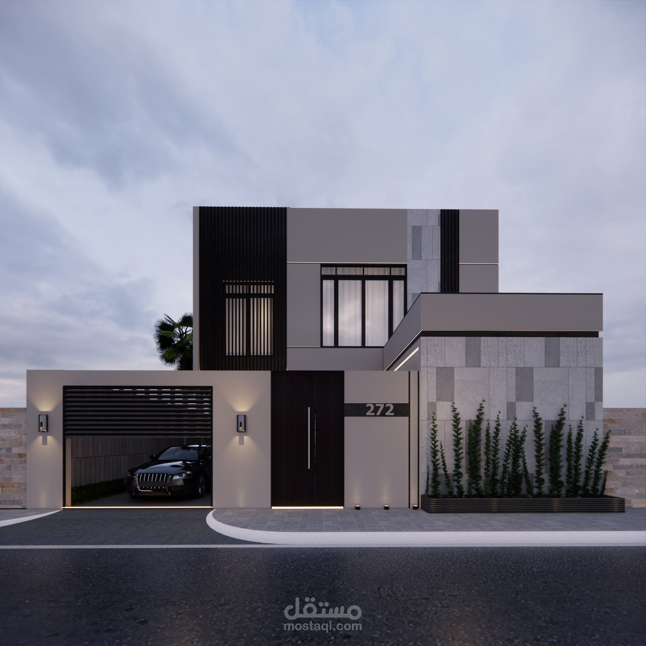 تصميم واجهة لفيلا بالسعودية