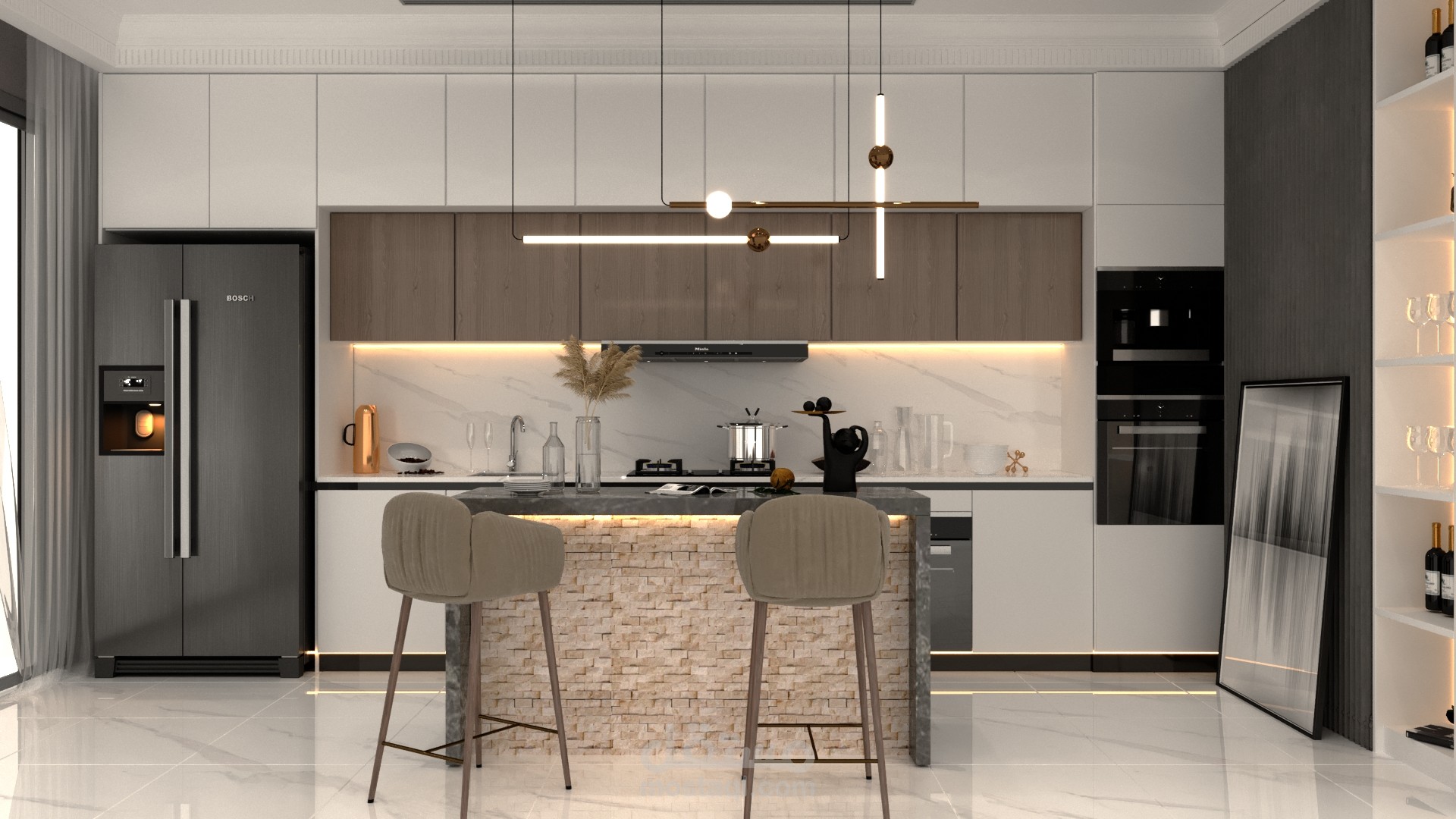 تصميم مطبخ نيو كلاسيك لاحد الزبائن الرائعين