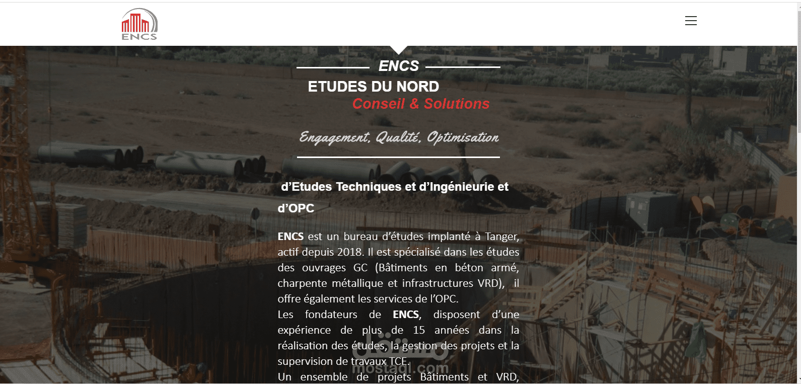 تصميم موقع خاص بمكتب الدراسات في مجال البناء