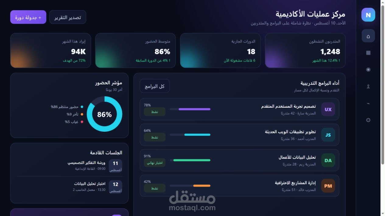 Nexa Academy | منصة تشغيل مركز تدريبي