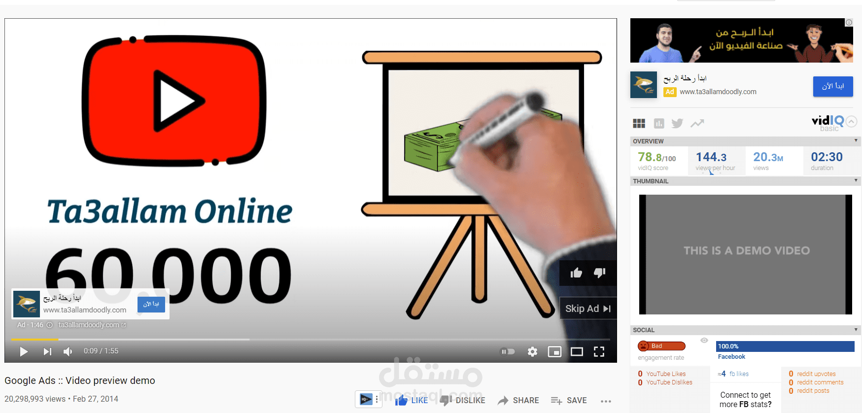 حملات إعلانية لدورات تدريبية على يوتيوب (اعلانات جووجل)