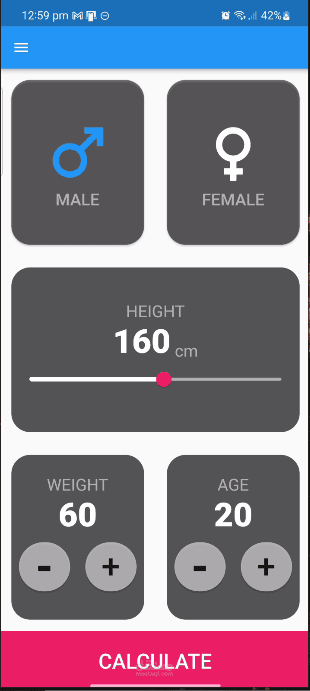 تطبيق حساب BMI