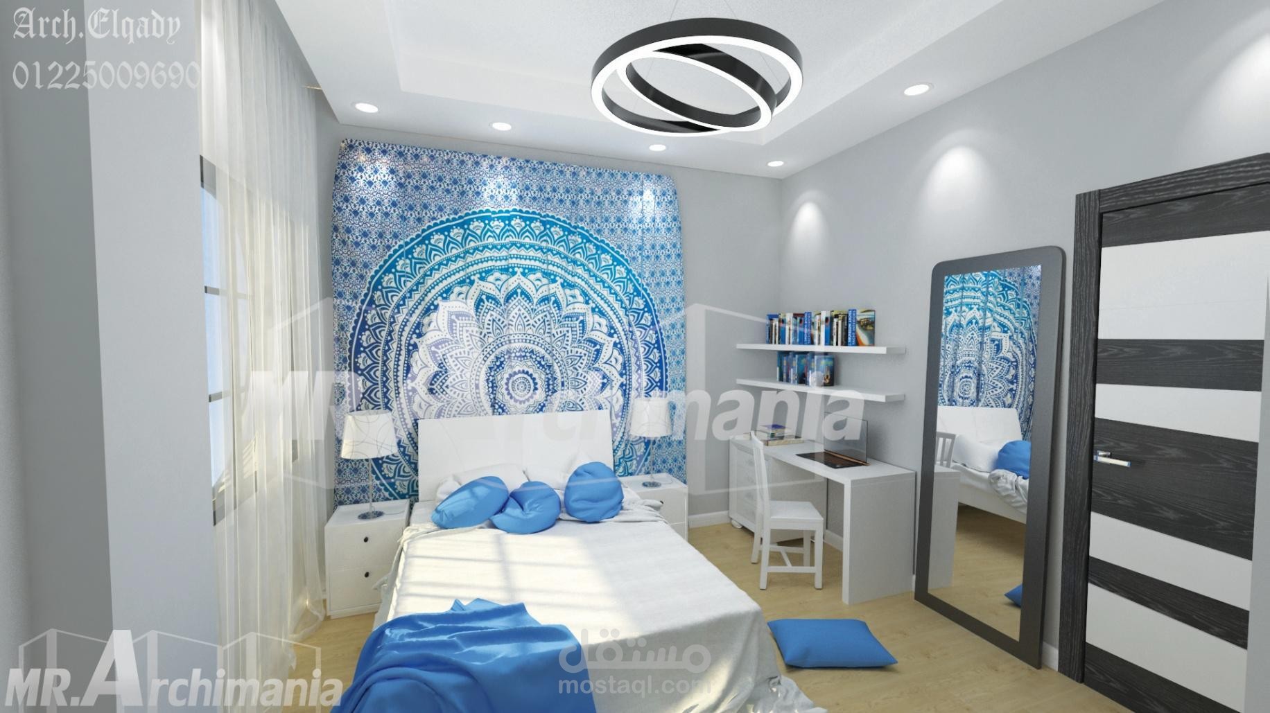 تصميم داخلي غرفة نوم فيلا الشروق 40