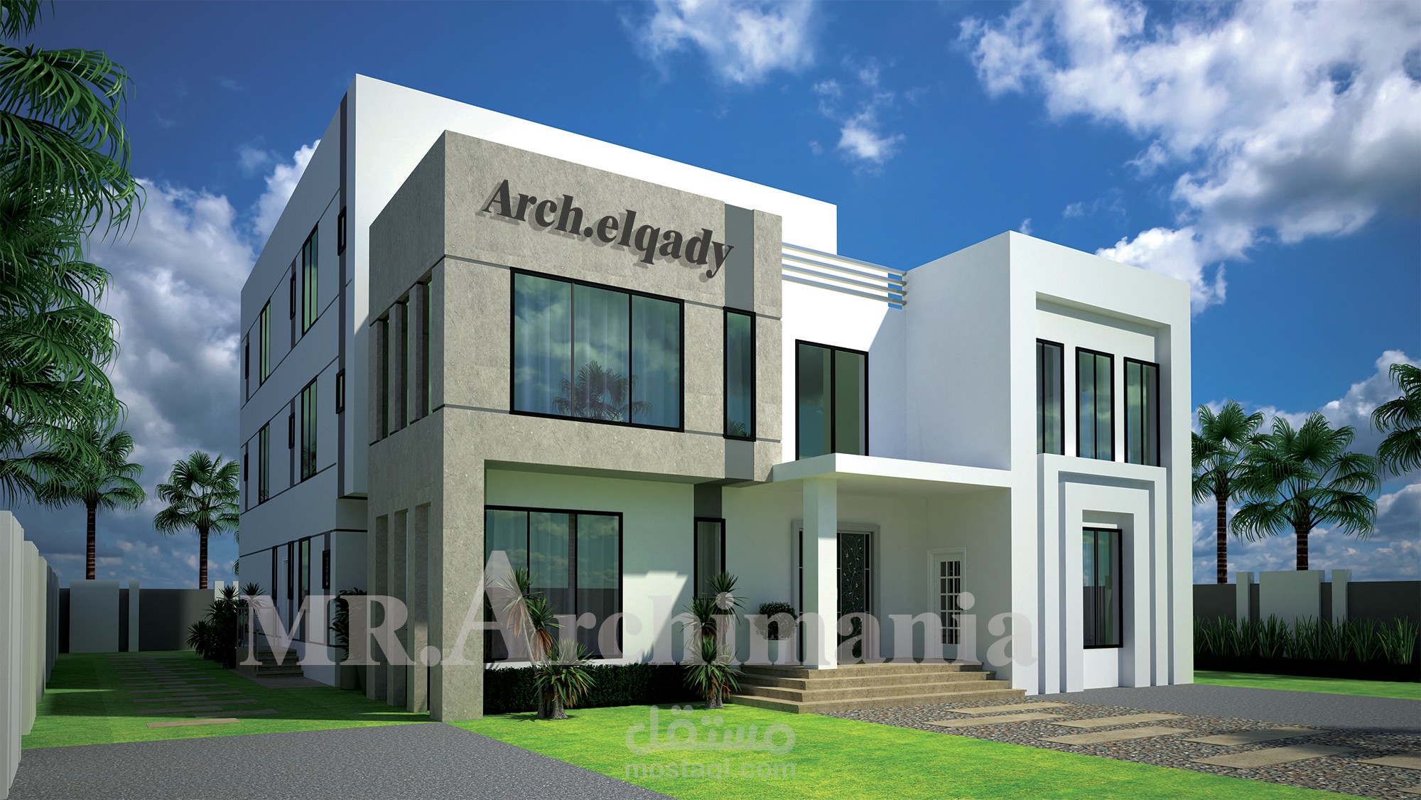 تصميم خارجي واجهات فيلا احمد العميري بسلطنة عمان