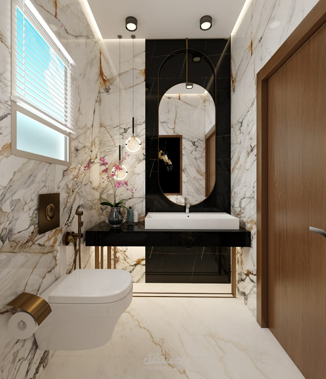 تصميم داخلي لحمام ضيوف