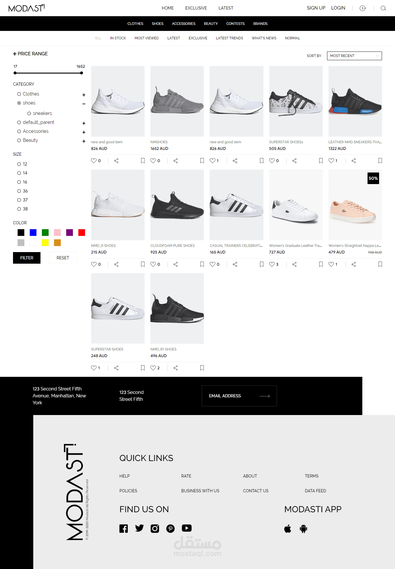 Modasti - web application