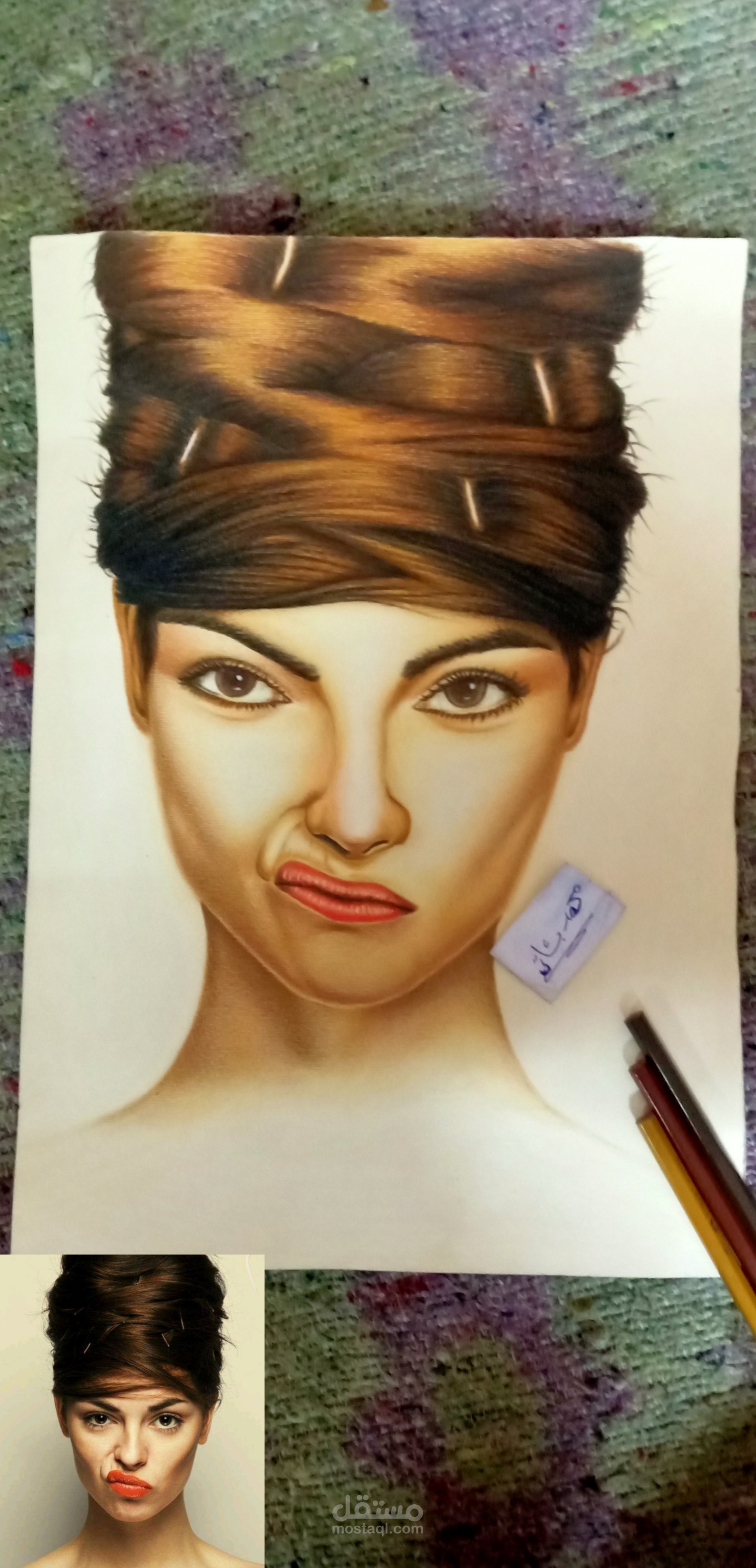 رسم يدوي بخامة( الوان الخشب)