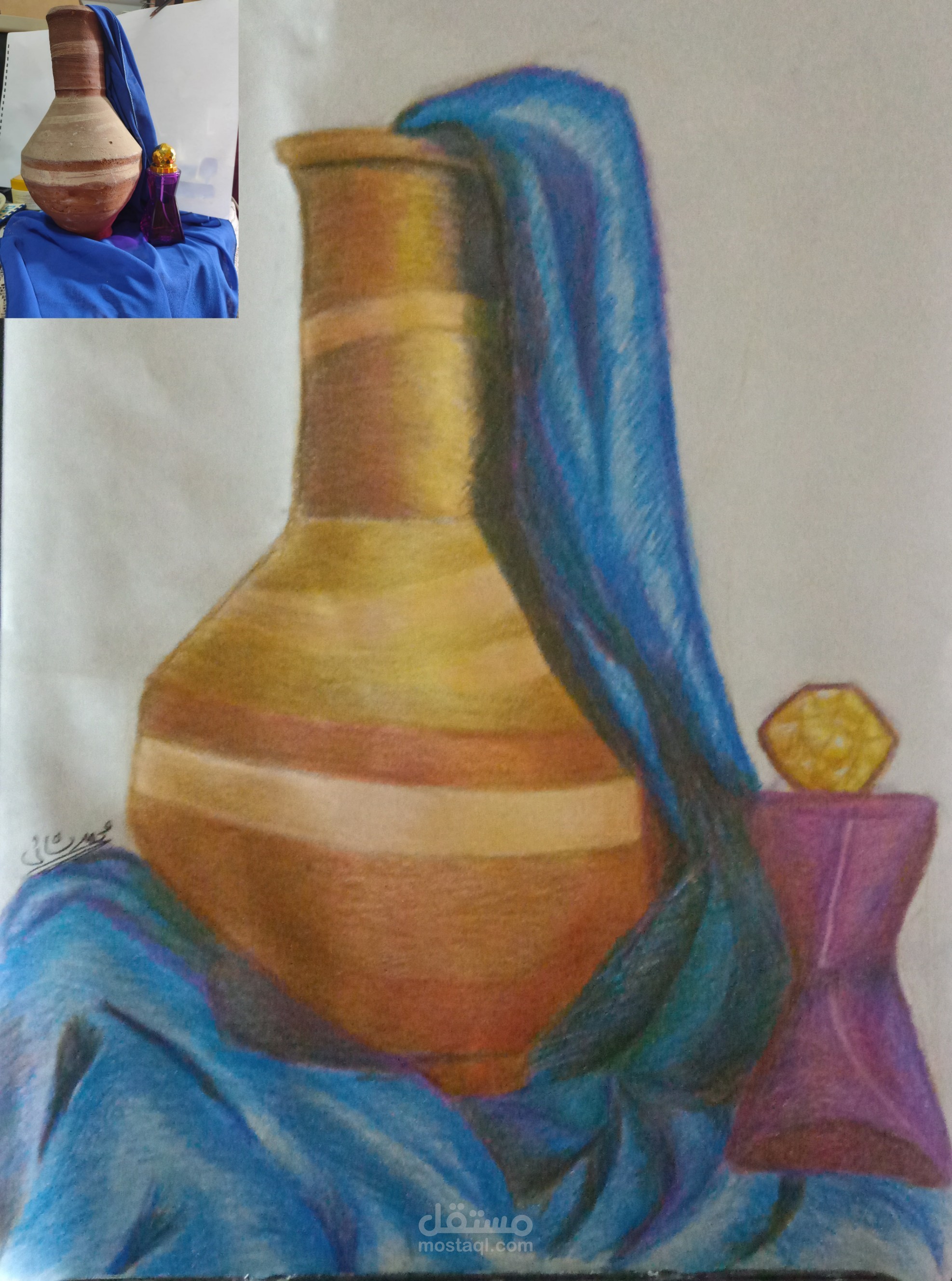 رسم يدوي بالاوان الخشب