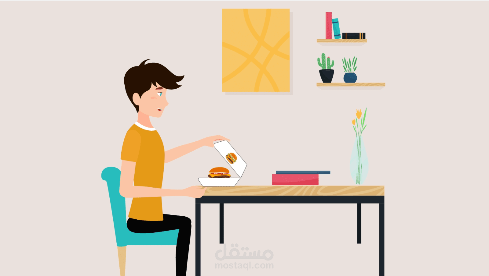 اعلان ترويجي لمطعم برجر باللغة الانجليزية