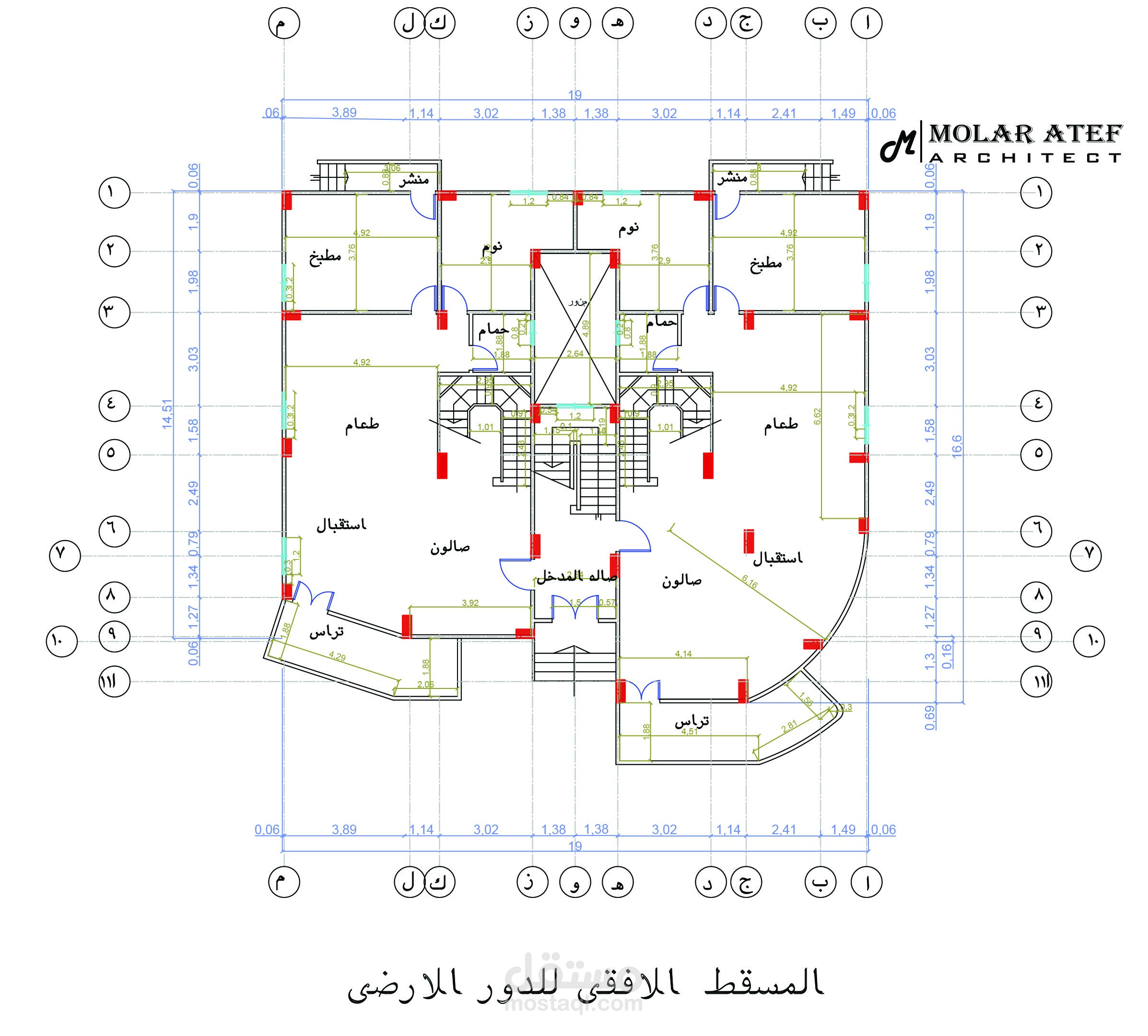 تصميم فيلا 300 متر مربع+ الواجهه الخارجيه معماريا وانشائيا