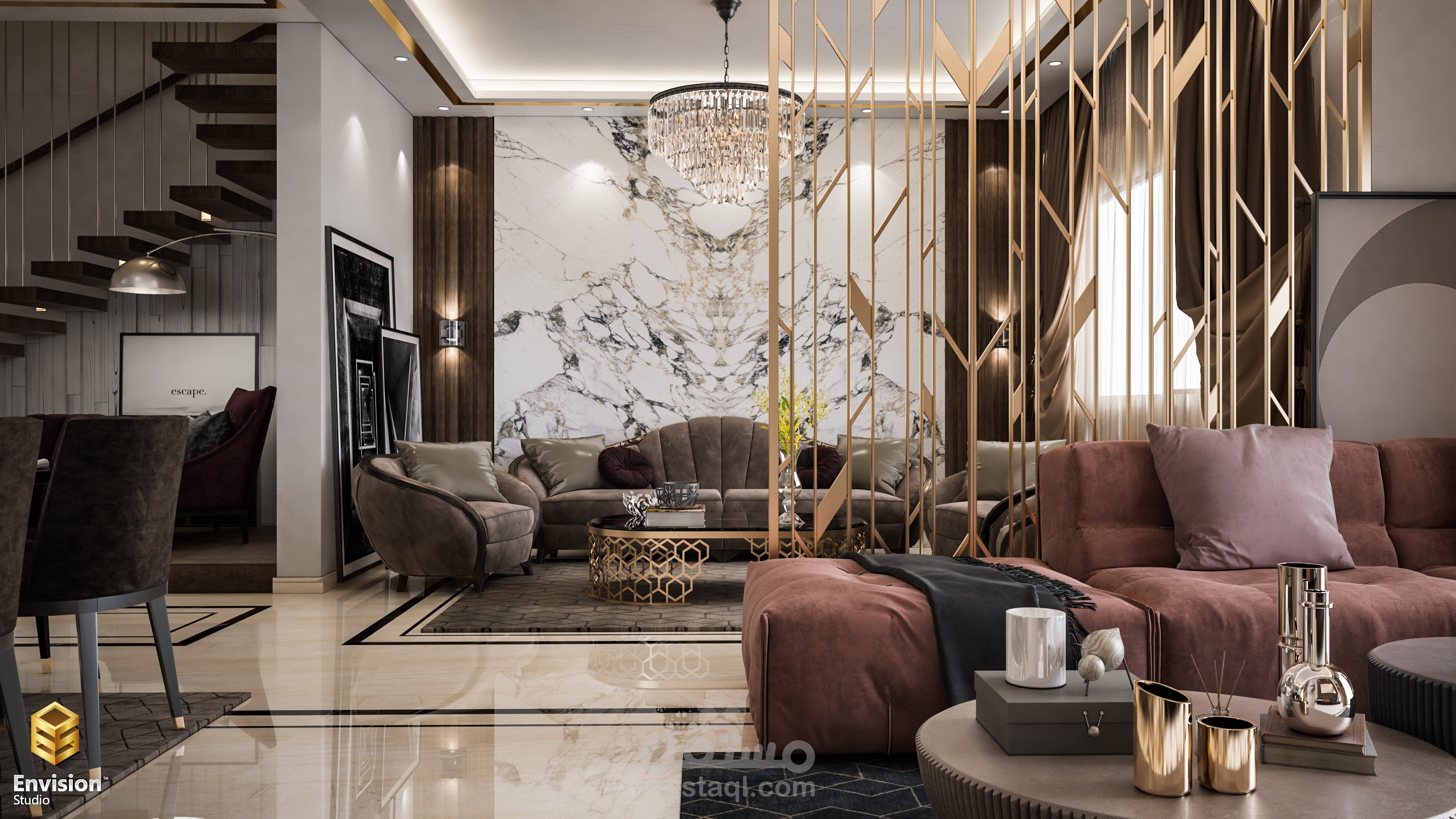 modern Villa Reception in Compound Al Burouj - New Cairo | مستقل